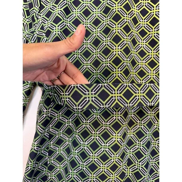 Banana Republic Womens Geometric Pattern Coat Small Green Black - Picture 12 of 13